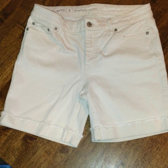 Cream Talbot's Cotton Denim Shorts 8 - Picture 1 of 6